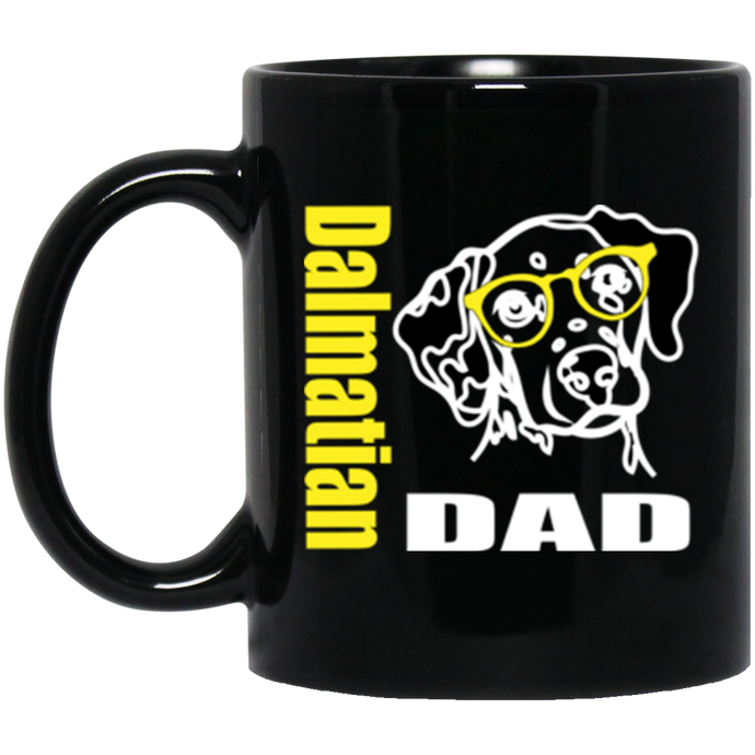Dalmatian Dad with Glasses 11 oz. Black Mug