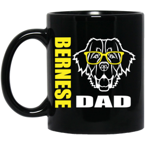 Bernese Dad with Glasses 11 oz. Black Mug