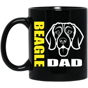 Beagle Dad Face 11 oz. Black Mug