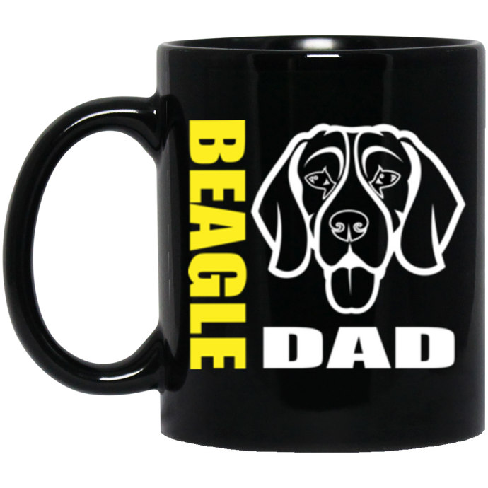 Beagle Dad Face 11 oz. Black Mug