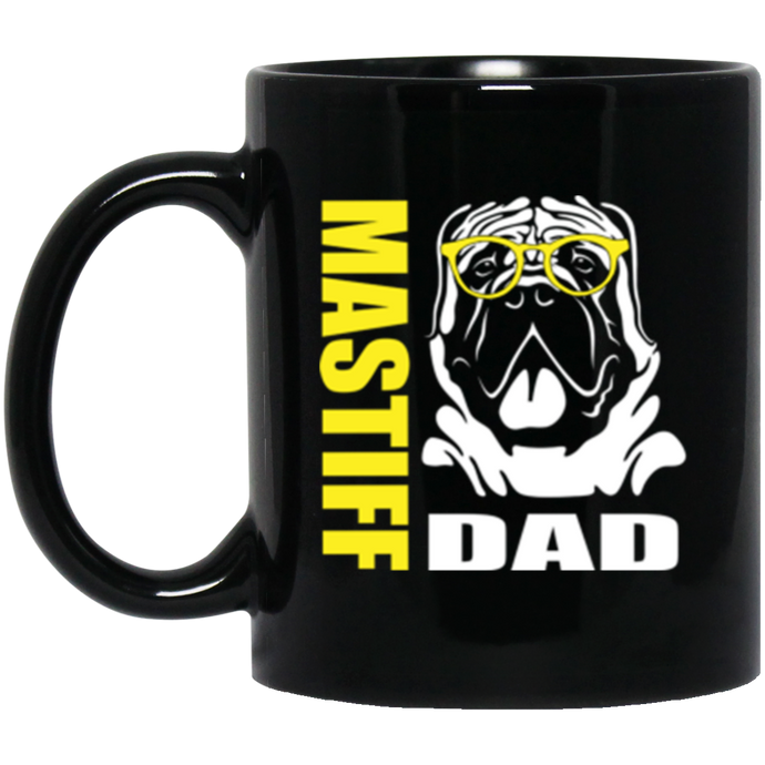 Mastiff Dad with Glasses 11 oz. Black Mug