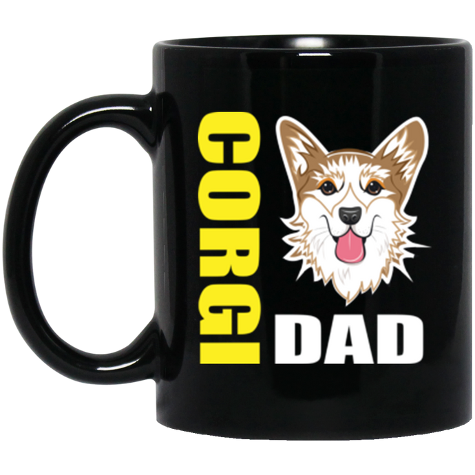 Corgi Dad Face 11 oz. Black Mug