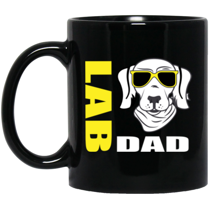 Lab Dad with Glasses 11 oz. Black Mug
