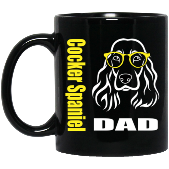 Cocker Spaniel Dad with Glasses 11 oz. Black Mug