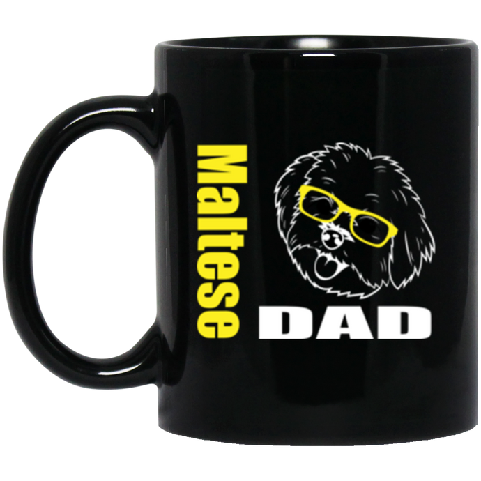 Maltese Dad with Glasses 11 oz. Black Mug