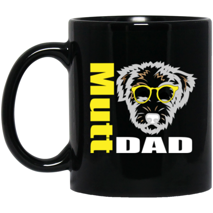 Mutt Dad with Glasses 11 oz. Black Mug