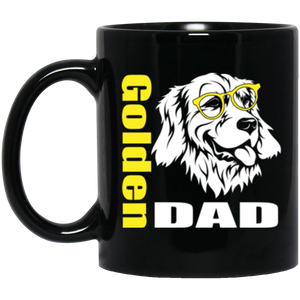 Golden Dad with Glasses 11 oz. Black Mug