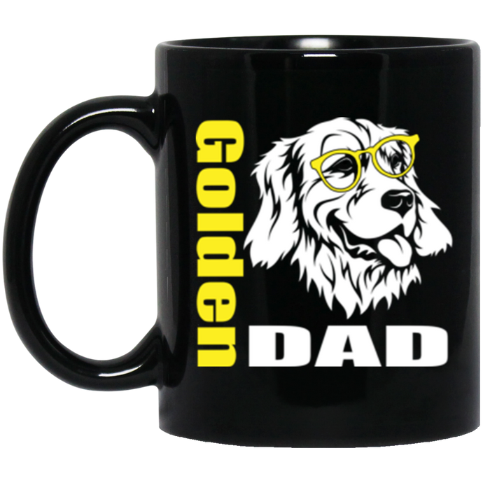 Golden Dad with Glasses 11 oz. Black Mug