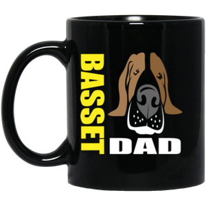 Basset Dad 11 oz. Black Mug