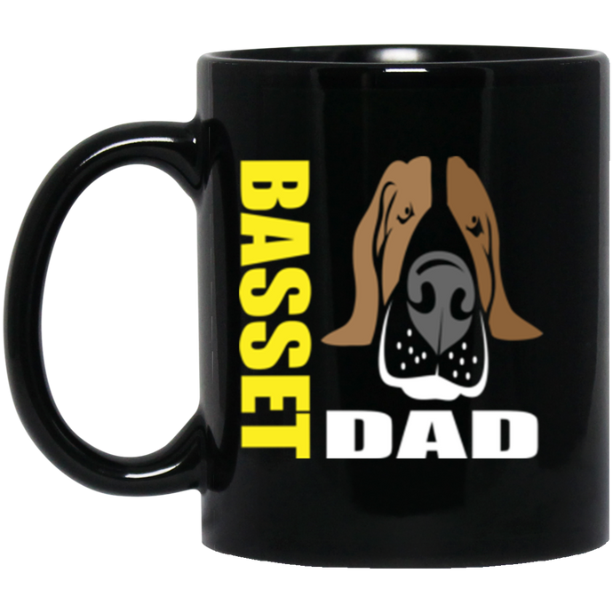Basset Dad 11 oz. Black Mug