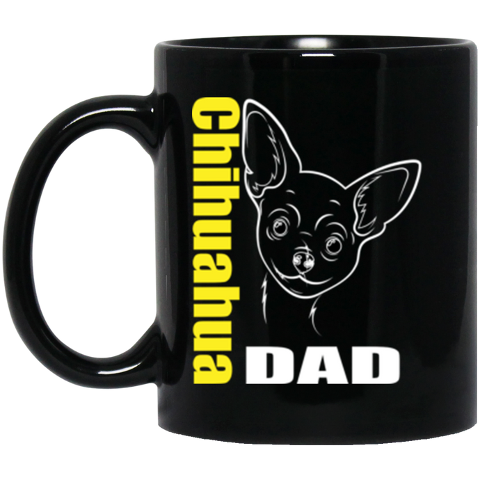 Chihuahua Dad Face 11 oz. Black Mug