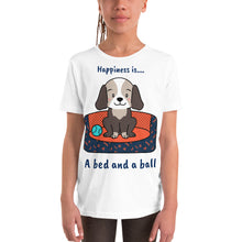 Load image into Gallery viewer, Happiness is a Bed and a Ball Youth Short Sleeve T-Shirt