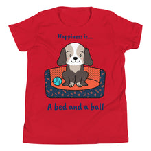 Load image into Gallery viewer, Happiness is a Bed and a Ball Youth Short Sleeve T-Shirt