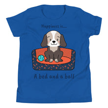 Load image into Gallery viewer, Happiness is a Bed and a Ball Youth Short Sleeve T-Shirt