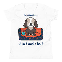 Load image into Gallery viewer, Happiness is a Bed and a Ball Youth Short Sleeve T-Shirt