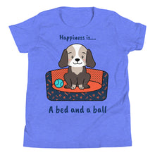 Load image into Gallery viewer, Happiness is a Bed and a Ball Youth Short Sleeve T-Shirt