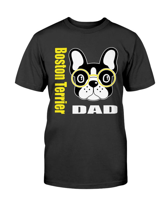 Boston Terrier with Glasses Dog Dad Unisex T-Shirt