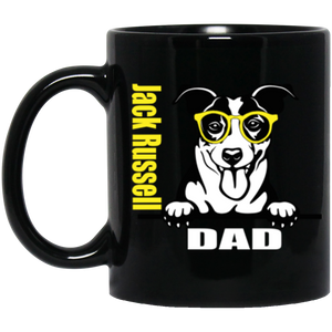 Jack Russell Dad with Glasses 11 oz. Black Mug