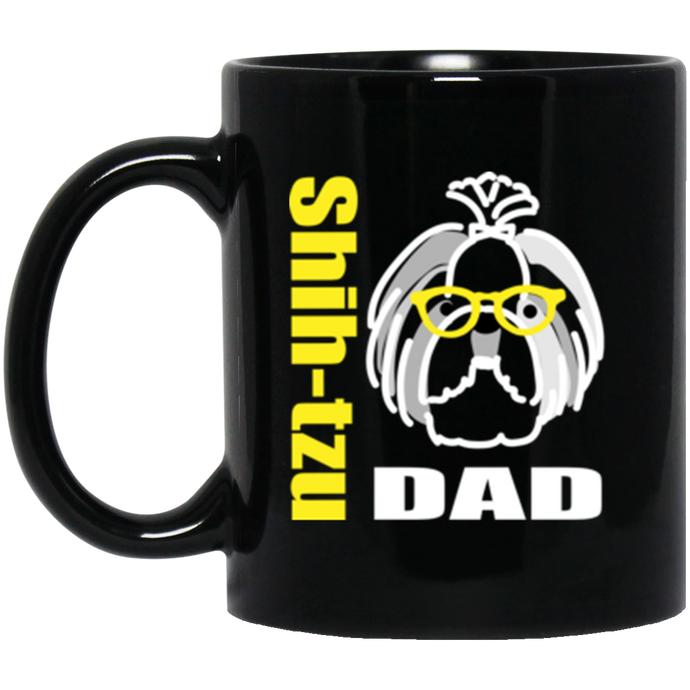 Shih-Tzu Dad with Glasses 11 oz. Black Mug