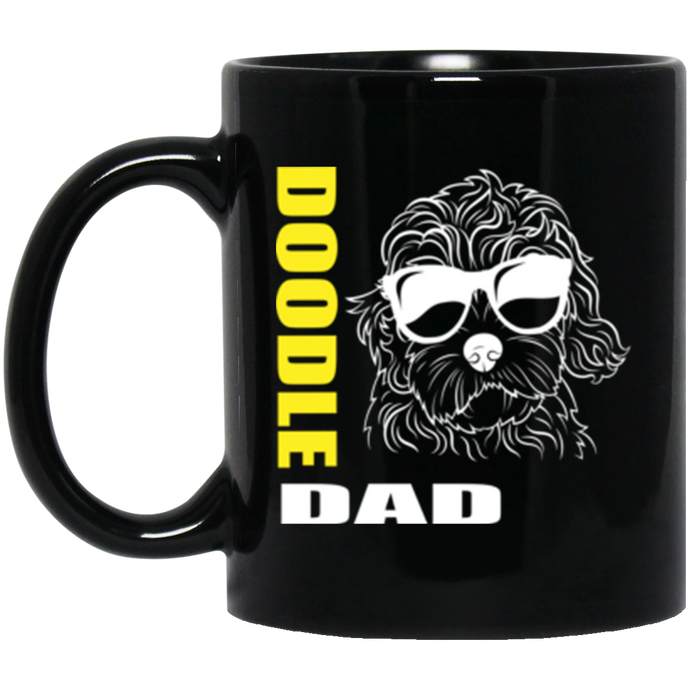 Doodle Dad with Glasses 11 oz. Black Mug