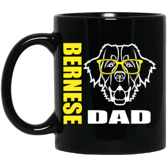 Bernese Dad with Glasses 11 oz. Black Mug