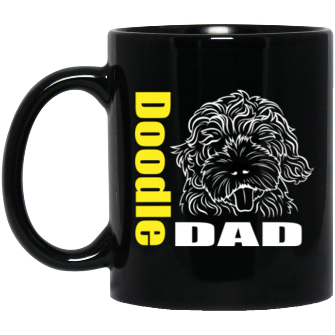 Doodle Dad Face 11 oz. Black Mug