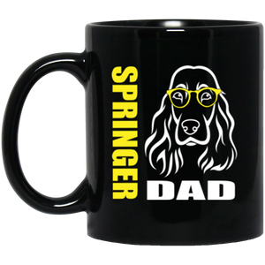 Springer Dad with Glasses 11 oz. Black Mug