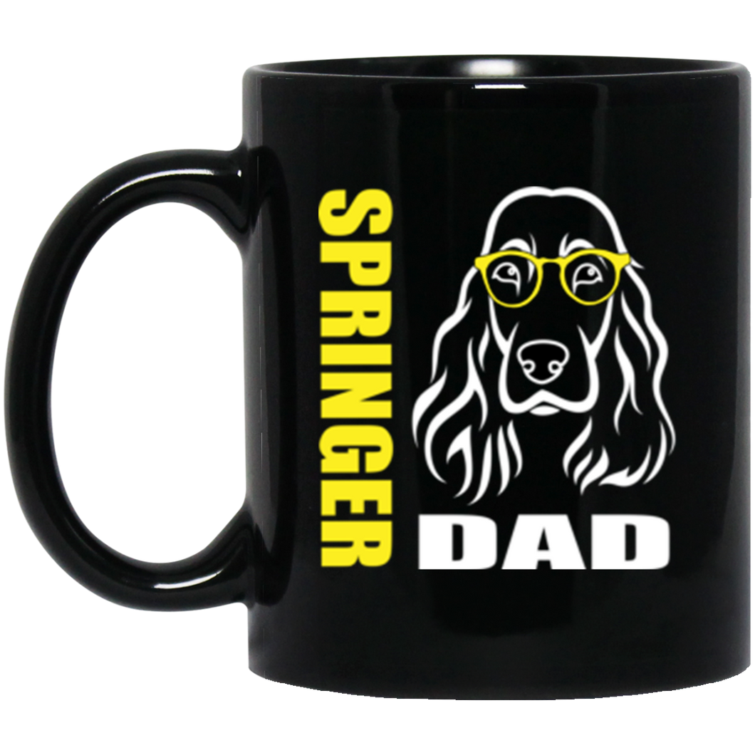 Springer Dad with Glasses 11 oz. Black Mug