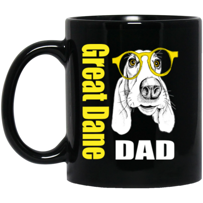 Great Dane Dad with Glasses 11 oz. Black Mug