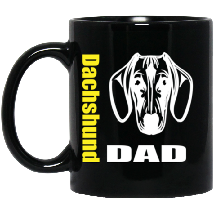 Dachshund Dad Face 11 oz. Black Mug