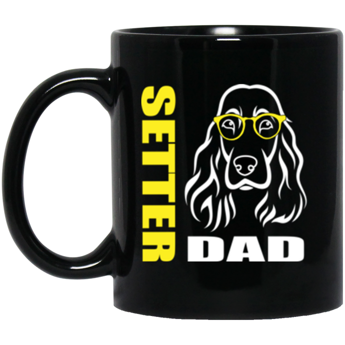 Setter Dad with Glasses 11 oz. Black Mug