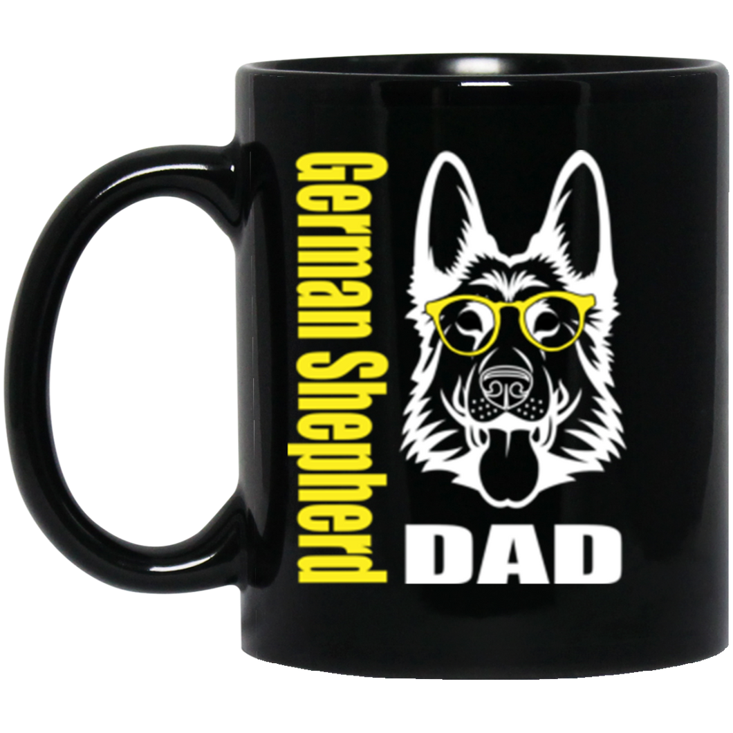 German Shepard Dad with Glasses 11 oz. Black Mug