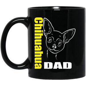 Chihuahua Dad Face 11 oz. Black Mug