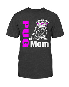Pug Mom with glasses Bella + Canvas Unisex T-Shirt